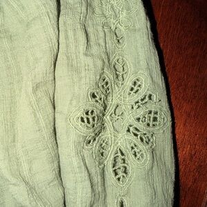 Green Embroidered Fabric